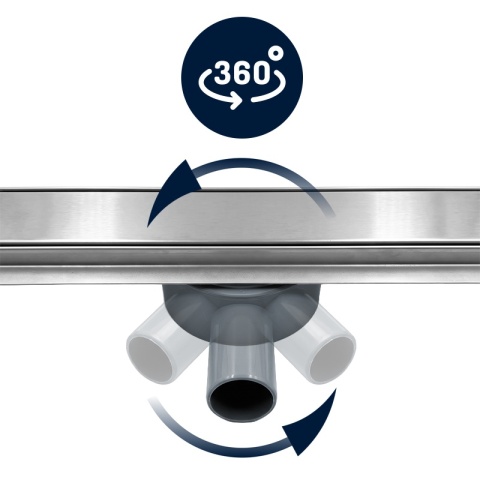ODPŁYW LINIOWY 100 CM OBROTOWY INOX NISKI SYFON 52 MM WYSOKA PRZEPUSTOWOŚĆ DL02