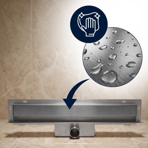 ODPŁYW LINIOWY ŚCIENNY 100 CM INOX NISKI 52 MM SYFON WYSOKA PRZEPUSTOWOŚĆ DL09