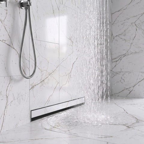 ODPŁYW LINIOWY ŚCIENNY 100 CM INOX NISKI 52 MM SYFON WYSOKA PRZEPUSTOWOŚĆ DL09