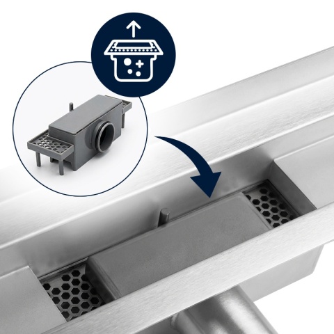ODPŁYW LINIOWY ŚCIENNY 90 CM INOX NISKI 52 MM SYFON WYSOKA PRZEPUSTOWOŚĆ DL09