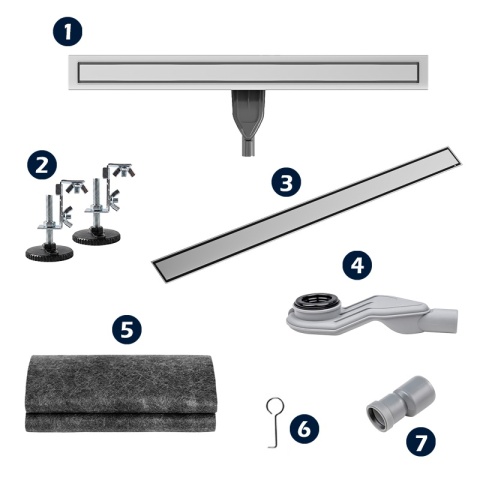ODPŁYW LINIOWY 50 CM INOX NISKI SYFON 360 WYSOKA PRZEPUSTOWOŚĆ DL05 FIX G1