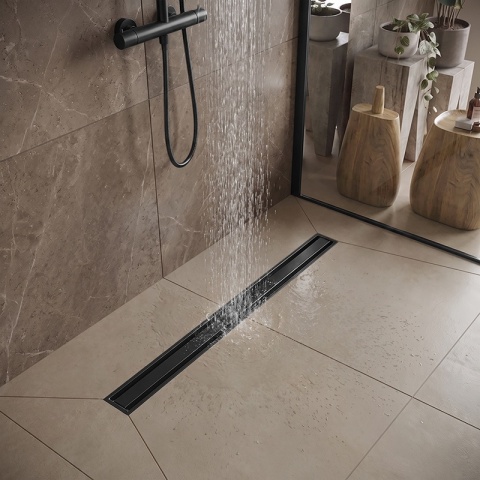 ODPŁYW LINIOWY 60 CM OBROTOWY CZARNY NISKI SYFON 52 MM WYSOKA PRZEPUSTOWOŚĆ DL03