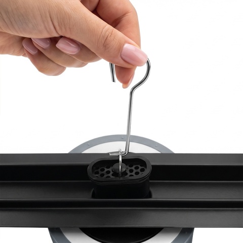 ODPŁYW LINIOWY 90 CM OBROTOWY CZARNY NISKI SYFON 52 MM WYSOKA PRZEPUSTOWOŚĆ DL03