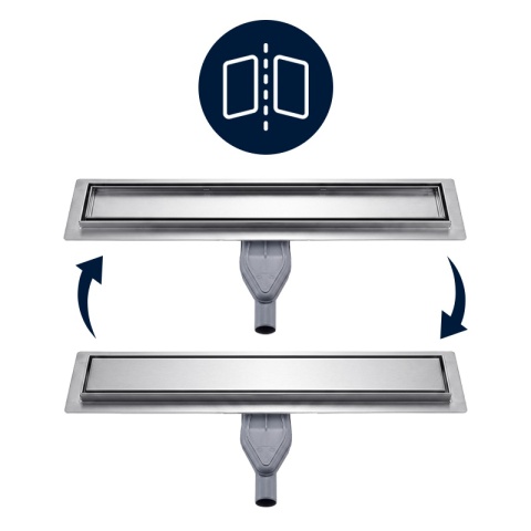 ODPŁYW LINIOWY 90 CM OBROTOWY INOX NISKI SYFON 52 MM WYSOKA PRZEPUSTOWOŚĆ DL05