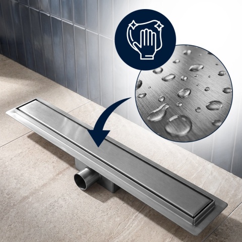 ODPŁYW LINIOWY 90 CM INOX NISKI SYFON 52 MM WYSOKA PRZEPUSTOWOŚĆ PRYSZNIC DL01 FIX