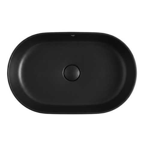 UMYWALKA NABLATOWA CERAMICZNA OWALNA RYFLOWANA ELIX-MTB-490 CZARNY MAT 49x31 CM