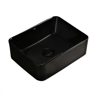 UMYWALKA NABLATOWA CERAMICZNA PROSTOKĄTNA LUXO-BL-410 CZARNY POŁYSK 41x31 CM