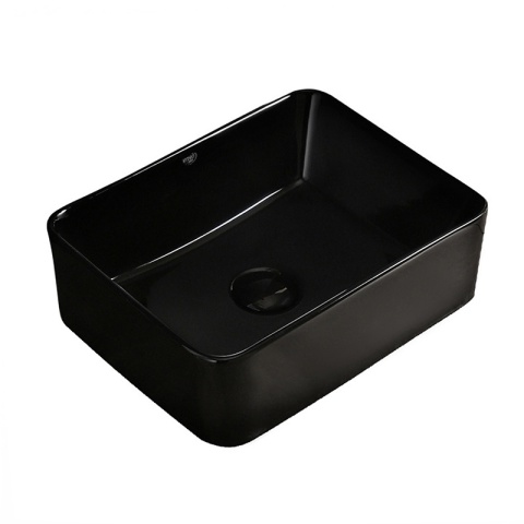 UMYWALKA NABLATOWA CERAMICZNA PROSTOKĄTNA LUXO-BL-410 CZARNY POŁYSK 41x31 CM