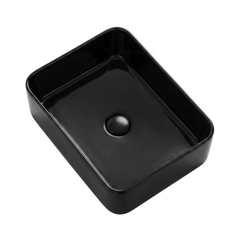 UMYWALKA NABLATOWA CERAMICZNA PROSTOKĄTNA LUXO-BL-410 CZARNY POŁYSK 41x31 CM