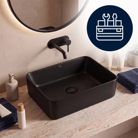 UMYWALKA NABLATOWA CERAMICZNA PROSTOKĄTNA LUXO-MTB-410 CZARNY MAT 41x31 CM