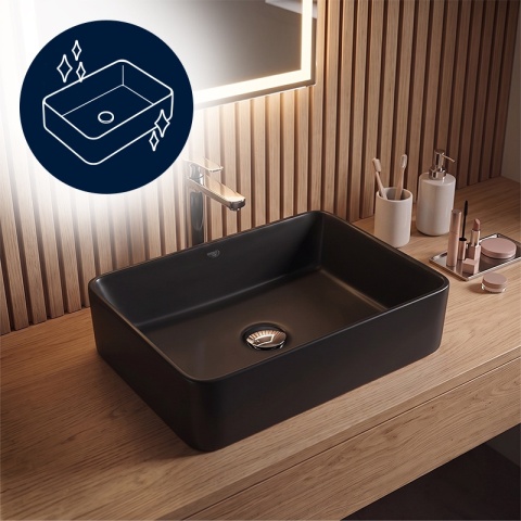 UMYWALKA NABLATOWA CERAMICZNA PROSTOKĄTNA LUXO-MTB-410 CZARNY MAT 41x31 CM