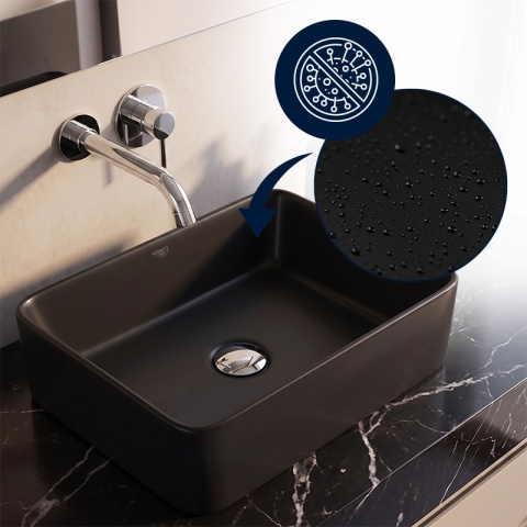 UMYWALKA NABLATOWA CERAMICZNA PROSTOKĄTNA LUXO-MTB-410 CZARNY MAT 41x31 CM