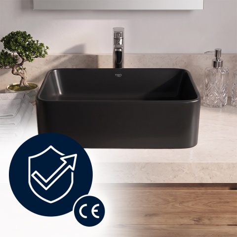 UMYWALKA NABLATOWA CERAMICZNA PROSTOKĄTNA LUXO-MTB-410 CZARNY MAT 41x31 CM
