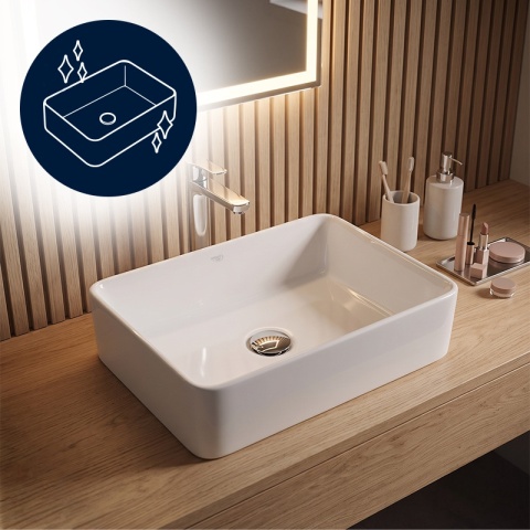 UMYWALKA NABLATOWA CERAMICZNA PROSTOKĄTNA LUXO-WH-480 BIAŁY POŁYSK 48x37 CM