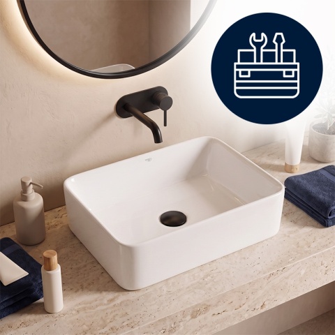 UMYWALKA NABLATOWA CERAMICZNA PROSTOKĄTNA LUXO-WH-480 BIAŁY POŁYSK 48x37 CM