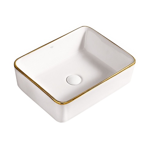 UMYWALKA NABLATOWA CERAMICZNA PROSTOKĄTNA LUXO-WH-GL-480 BIAŁY POŁYSK 48x37 CM