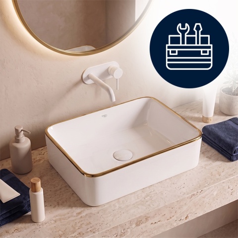 UMYWALKA NABLATOWA CERAMICZNA PROSTOKĄTNA LUXO-WH-GL-480 BIAŁY POŁYSK 48x37 CM