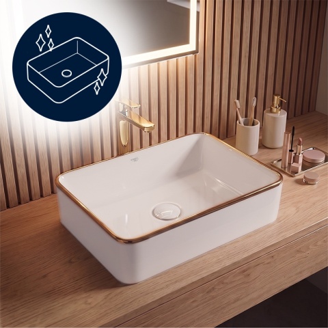 UMYWALKA NABLATOWA CERAMICZNA PROSTOKĄTNA LUXO-WH-GL-480 BIAŁY POŁYSK 48x37 CM