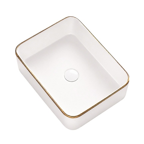 UMYWALKA NABLATOWA CERAMICZNA PROSTOKĄTNA LUXO-WH-GL-480 BIAŁY POŁYSK 48x37 CM