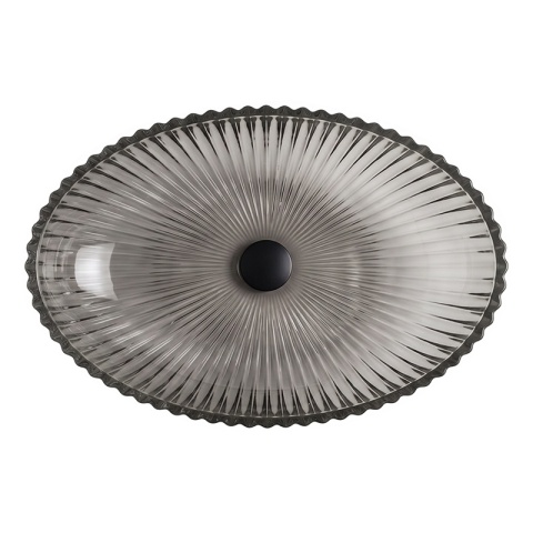 UMYWALKA NABLATOWA SZKLANA OWALNA RYFLOWANA BRILLANT3-BL-PL-510 CZARNY PLATYNOWY POŁYSK 51x35 CM