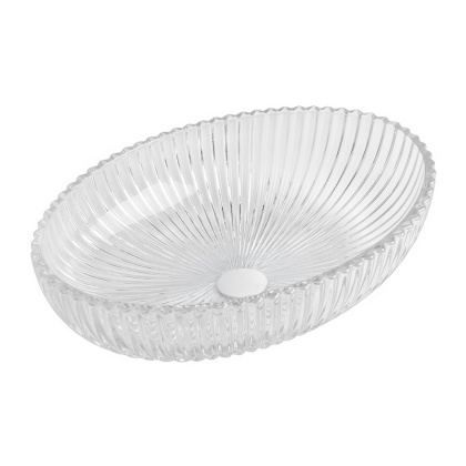 UMYWALKA NABLATOWA SZKLANA OWALNA RYFLOWANA BRILLANT3-TR-510 TRANSPARENTNA 51x35 CM
