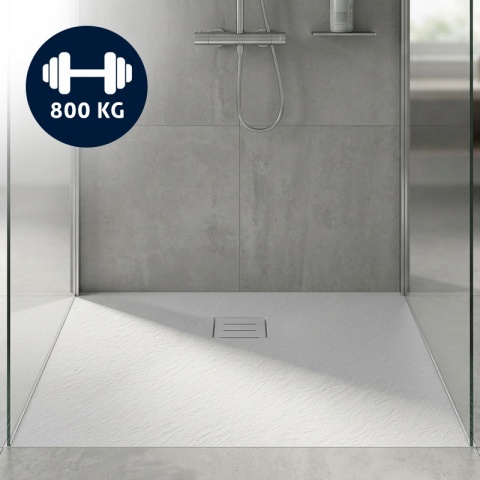 BRODZIK PRYSZNICOWY KWADRATOWY 90x90 CM NISKI BIAŁY STRUKTURA KAMIENIA MAT RIKO
