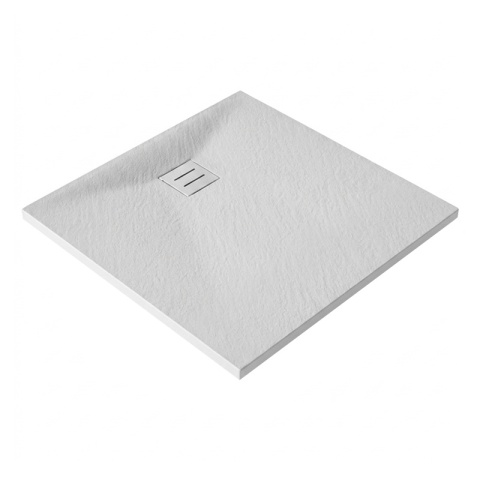 BRODZIK PRYSZNICOWY KWADRATOWY 90x90 CM NISKI BIAŁY STRUKTURA KAMIENIA MAT RIKO