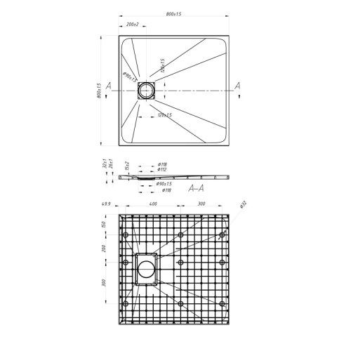 BRODZIK PRYSZNICOWY KWADRATOWY 80x80 CM NISKI CZARNY STRUKTURA KAMIENIA MAT RIKO
