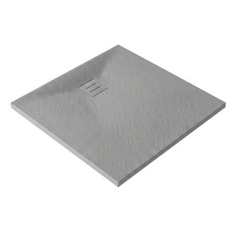 BRODZIK PRYSZNICOWY KWADRATOWY 80x80 CM NISKI SZARY STRUKTURA KAMIENIA MAT RIKO