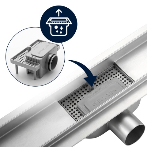 ODPŁYW LINIOWY 80 CM INOX NISKI SYFON WYSOKA PRZEPUSTOWOŚĆ DL01 CLASSIC