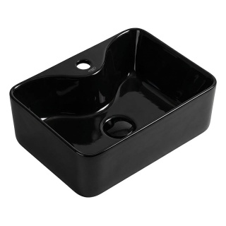 UMYWALKA NABLATOWA CERAMICZNA PROSTOKĄTNA ELISE-BL-480 CZARNY POŁYSK 48x37 CM