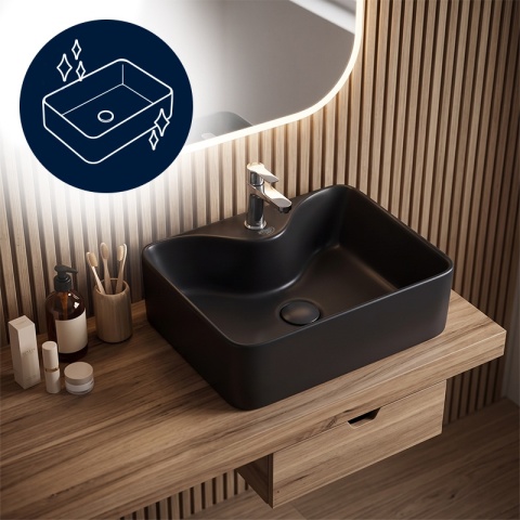 UMYWALKA NABLATOWA CERAMICZNA PROSTOKĄTNA ELISE-MTB-480 CZARNY MAT 48x37 CM