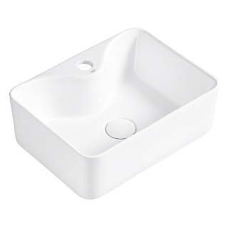 UMYWALKA NABLATOWA CERAMICZNA PROSTOKĄTNA ELISE-WH-410 BIAŁY POŁYSK 41x31 CM
