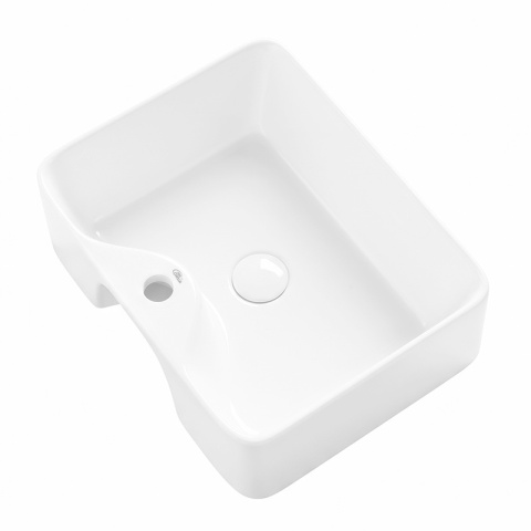 UMYWALKA NABLATOWA CERAMICZNA PROSTOKĄTNA ELISE-WH-480 BIAŁA POŁYSK 48x37 CM