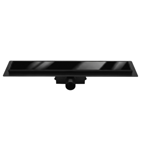 ODPŁYW LINIOWY 50 CM CZARNY NISKI SYFON 52 MM WYSOKA PRZEPUSTOWOŚĆ PRYSZNIC DL01 GLASS