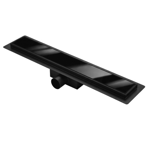 ODPŁYW LINIOWY 50 CM CZARNY NISKI SYFON 52 MM WYSOKA PRZEPUSTOWOŚĆ PRYSZNIC DL01 GLASS