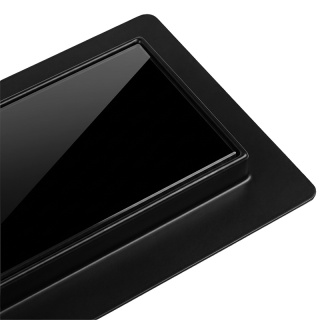 ODPŁYW LINIOWY 70 CM CZARNY NISKI SYFON 52 MM WYSOKA PRZEPUSTOWOŚĆ PRYSZNIC DL01 GLASS