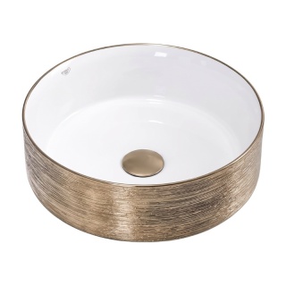 UMYWALKA NABLATOWA CERAMICZNA OKRĄGŁA LAVA-GL-BR-360 ZŁOTY SZCZOTKOWANY 36x12 CM