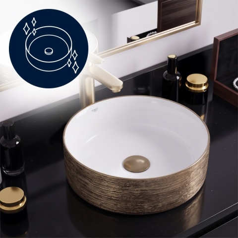 UMYWALKA NABLATOWA CERAMICZNA OKRĄGŁA LAVA-GL-BR-360 ZŁOTY SZCZOTKOWANY 36x12 CM