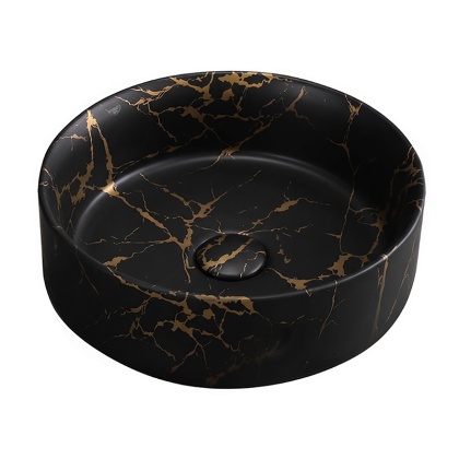 UMYWALKA NABLATOWA CERAMICZNA OKRĄGŁA LAVA-MTB-MAR3-360 MARMUR CZARNY MAT 36x12 CM