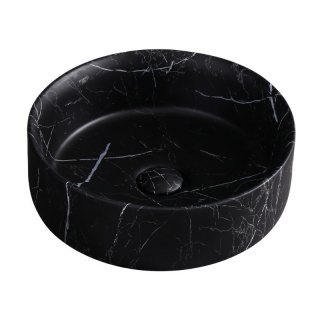 UMYWALKA NABLATOWA CERAMICZNA OKRĄGŁA LAVA-MTB-MAR5-360 MARMUR CZARNY MAT 36x12 CM