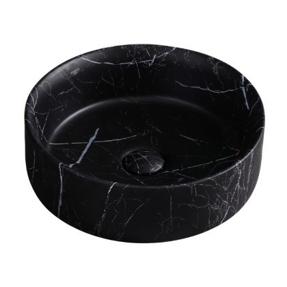 UMYWALKA NABLATOWA CERAMICZNA OKRĄGŁA LAVA-MTB-MAR5-360 MARMUR CZARNY MAT 36x12 CM