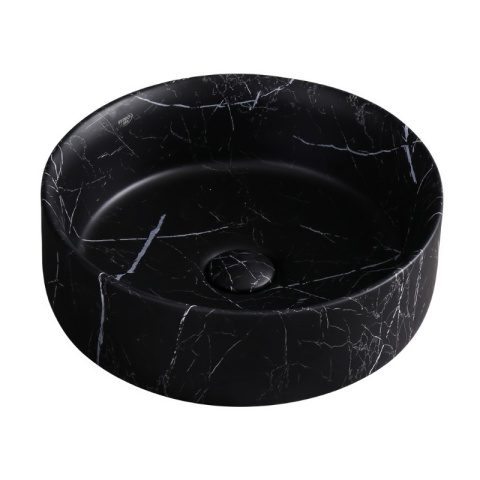 UMYWALKA NABLATOWA CERAMICZNA OKRĄGŁA LAVA-MTB-MAR5-360 MARMUR CZARNY MAT 36x12 CM