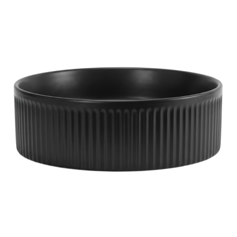 UMYWALKA NABLATOWA CERAMICZNA OKRĄGŁA LAVA-MTB-RF-370 CZARNY MAT RYFLOWANA 37x13 CM