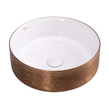 UMYWALKA NABLATOWA CERAMICZNA OKRĄGŁA LAVA-P-GL-360 SZCZOTKOWANE ZŁOTO 36x12 CM