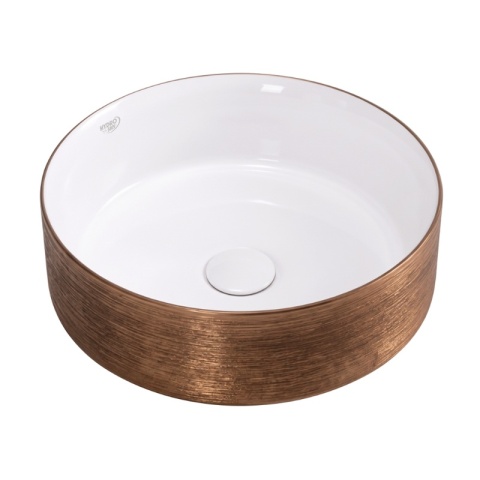 UMYWALKA NABLATOWA CERAMICZNA OKRĄGŁA LAVA-P-GL-360 SZCZOTKOWANE ZŁOTO 36x12 CM