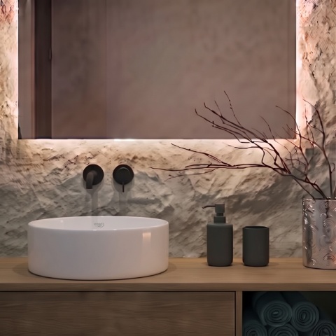 UMYWALKA NABLATOWA CERAMICZNA OKRĄGŁA LAVA-WH-360 BIAŁY POŁYSK 36x12 CM