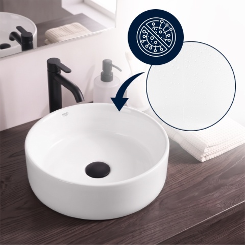 UMYWALKA NABLATOWA CERAMICZNA OKRĄGŁA LAVA-WH-360 BIAŁY POŁYSK 36x12 CM