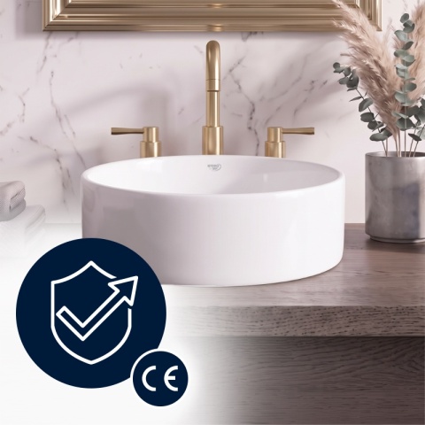 UMYWALKA NABLATOWA CERAMICZNA OKRĄGŁA LAVA-WH-360 BIAŁY POŁYSK 36x12 CM