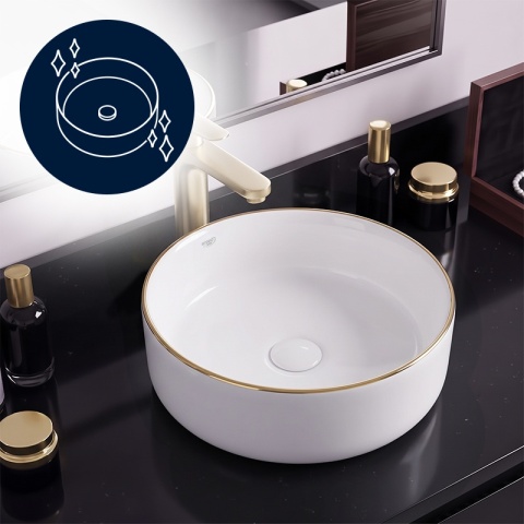 UMYWALKA NABLATOWA CERAMICZNA OKRĄGŁA LAVA-WH-GL-360 BIAŁY POŁYSK 36x12 CM